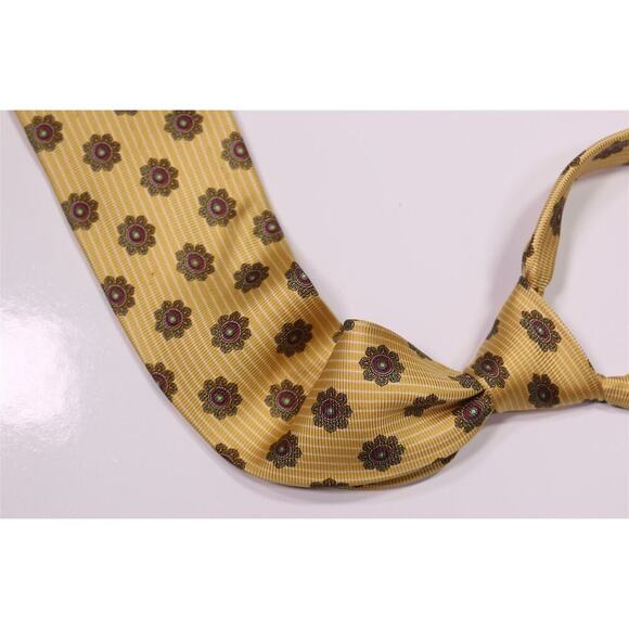 Versace Vintage 90's Gold Floral Medusa Head Silk Necktie Tie - Picture 6 of 6